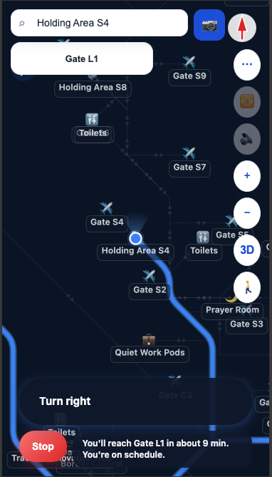 GlidePath Air gate mode panel showing ON TRACK status and time to spare